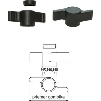 Matice ø-30,M6 Plastová motýliková matica PA, čierna, bez závitu, bez matice