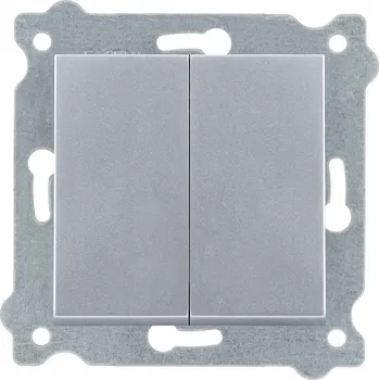 vypínač EXEN Schodišťový Dvojitý Vypínač Pod Omítku Stříbrný 211/10E