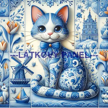 Látkový panel - Kočka - KČ-197 Velikost: 35x35cm, Materiál: Kočárkovina