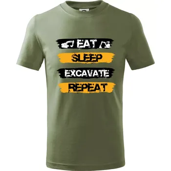 Chlapecké oblečení Eat Sleep Excavate Repeat - Tričko dětské bavlněné - 158 cm/12 let ( Khaki )