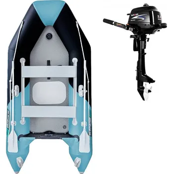 Člun Člun GLADIATOR LIGHT AK300AD black turquoise - nafukovací člun s vysokotlakou podlahou - sada: se spalovacím motorem PARSUN F2,6 1,9 kW