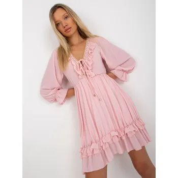 Dámské šaty Šifonové šaty s volánky Och Bella světle růžové EU velikost: Univerzální