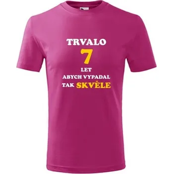 Chlapecké oblečení Purpurové dětské tričko trvalo 7 let - dárky k 7 narozeninám pro vnuka - barva purpurová - velikost 4roky