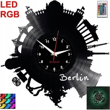 Hodiny Berlin Nástěnné Hodiny LED RGB Podsvícené Na Dálkové Ovládání Vinylová Deska Moderní
