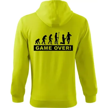 Pánská mikina Game over evoluce - Mikina s kapucí na zip trendy zipper - XL ( Limetková )