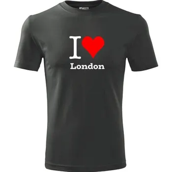 Grafitové tričko I love London - suvenýry z londýna - barva antracit - velikost XL