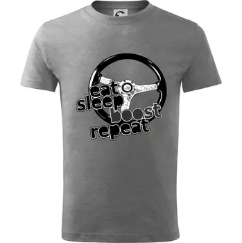 Eat Sleep Boost repeat - Tričko dětské bavlněné - 98 cm / 2 roky ( Tmavě šedý melír )