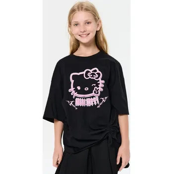 Dívčí oblečení Sinsay - Bavlněná košilka s potiskem Hello Kitty - černá - 516FV-99X - 516FV-99X-146