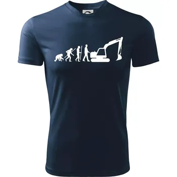 Evoluce bagr velký - Dětské triko sportovní (dresovina) - 134 cm/8 let ( Námořní modrá (velmi tmavá - téměř černá) )