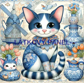 Látkový panel - Kočka - KČ-181 Velikost: 30x30cm, Materiál: Kočárkovina