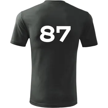 Pánské tričko Grafitové tričko s číslem 87 - na fotbal - fotbalové tričko - barva antracit - velikost XL