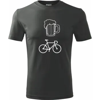 Pánské tričko Grafitové tričko pivo kolo - triko pro cyklistu - barva antracit - velikost XXXL