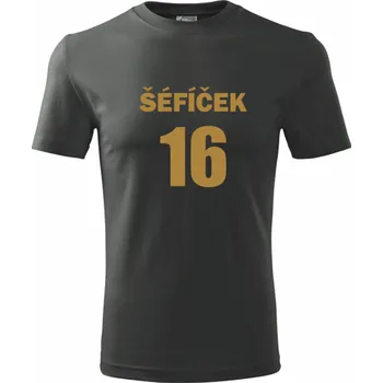 Grafitové tričko Šéfíček 16 - dárek pro teenagery - barva antracit - velikost M