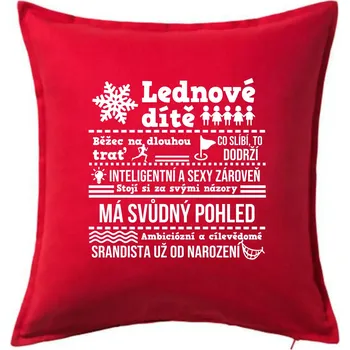 Polštář Narozeniny leden - Polštář 50x50 - 50x50 - Pouze potah ( Červená )