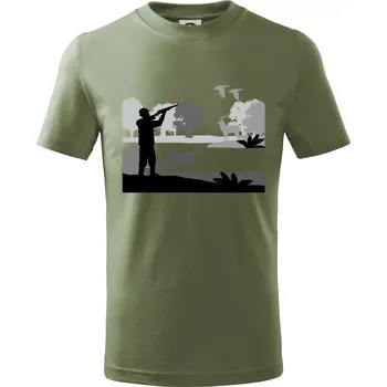 Lovec a ohař v lese - Tričko dětské bavlněné - 98 cm / 2 roky ( Khaki )