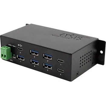 USB hub ExSys USB hub 10Gbps USB C(F) -> 2x USB C(F) + 5x USB3.0 A(F), průmyslový, na DIN lištu (EX-1196HMS) - 15.06.3099