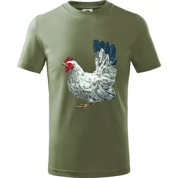 Chlapecké oblečení Slepice kreslená bílá - Tričko dětské bavlněné - 158 cm/12 let ( Khaki )
