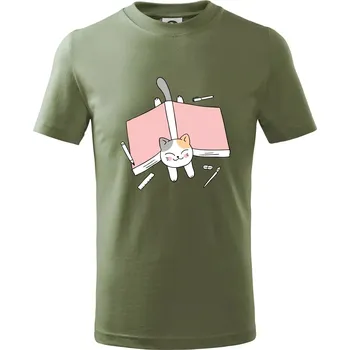 Dětská móda Učení na státnice kočka - Tričko dětské bavlněné - 122 cm/6 let ( Khaki )