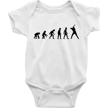 Kojenecký body Evoluce baseball pálkař nápřah - Body kojenecké s krátkým rukávem - Krátký r. do 3 měs ( Bílá )