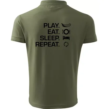 Pánská košile Play Eat Sleep Repeat florbal - Polokošile pánská Pique Polo 203 - 3XL ( Khaki )