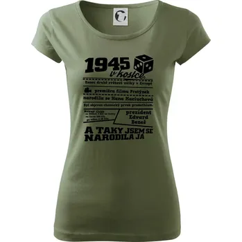 Dámské tričko 1945 v kostce - Dámské triko Pure - XS ( Khaki )
