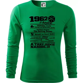 Pánské oblečení 1962 v kostce - Triko s dlouhým rukávem FIT-T long sleeve - S ( Středně zelená )
