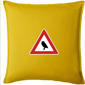 Polštář Dopravní značka - Pozor sova - Polštář 50x50 - 50x50 - Pouze potah ( Žlutá )