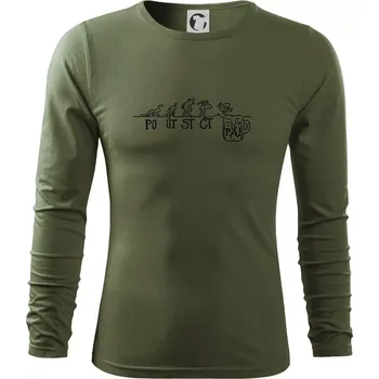 Pánské oblečení Pondělí až pátek evoluce pivo - Triko s dlouhým rukávem FIT-T long sleeve - M ( Khaki )
