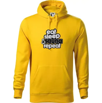 Pánská mikina Eat sleep sauna repeat - Mikina pánská Cape s kapucí - 5XL ( Žlutá )