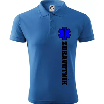Pánská košile Hvězda života - zdravotník - Polokošile pánská Pique Polo 203 - 4XL ( Azurově modrá )
