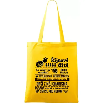 Narozeniny říjen - Taška bavlněná - 42 x 38 cm ( Žlutá )