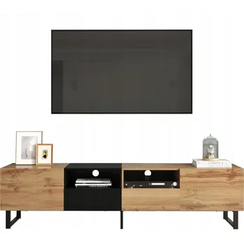 Televizní stolek TV stolek v černo-dřevěném provedení, robustní