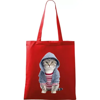 Kočka v pruhovaném triku - Taška bavlněná - 42 x 38 cm ( Červená )