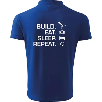 Pánská košile Build eat sleep repeat - montážní pěna - Polokošile pánská Pique Polo 203 - 4XL ( Královská modrá )
