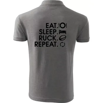 Pánská košile Eat sleep Rugby - Polokošile pánská Pique Polo 203 - L ( Tmavě šedý melír )