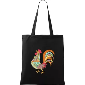 Nákupní taška Kohout duhový - Taška bavlněná - 42 x 38 cm ( Černá )