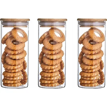 Dóza na potraviny 3 ks Skleněná dóza průhledná 450 ml