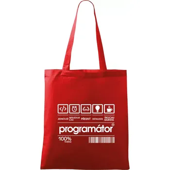 Nákupní taška Čárový kód - programátor - Taška bavlněná - 42 x 38 cm ( Červená )