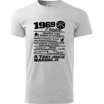 Pánské tričko 1969 v kostce - Triko extra velké (5-8XL) - 7XL ( Světlešedý Melír )
