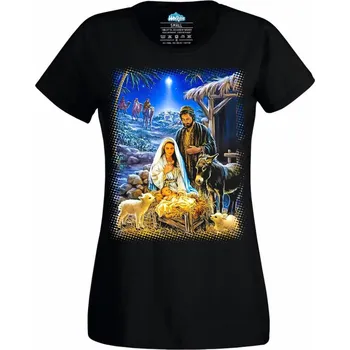 Dámské tričko Narození Spasitele (Velikost: 4XL, Barva: Černá)