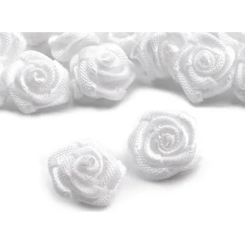 Saténová růže Ø15 mm, barva 2 bílá
