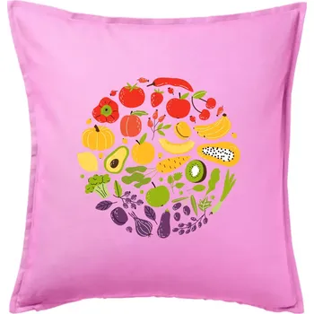 Polštář Zelenina v kruhu - Polštář 50x50 - 50x50 - Pouze potah ( Růžová )