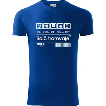 Pánské oblečení Čárový kód Řidič tramvaje - Viper FIT - Pánské zůžené tričko - 3XL ( Královská modrá )