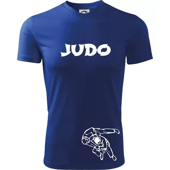 Judo nápis + postavy - Dětské triko sportovní (dresovina) - 146 cm/10 let ( Královská modrá )
