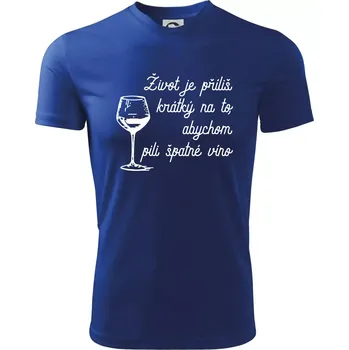 Život je příliš krátký - sklenička - Dětské triko sportovní (dresovina) - 158 cm/12 let ( Královská modrá )