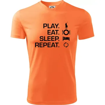 Play Eat Sleep Repeat polo - Dětské triko sportovní (dresovina) - 146 cm/10 let ( Neon mandarine )