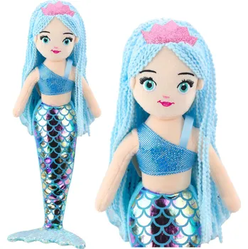 plyšák Mamido Plyšová mořská panna s holografickým ocasem 48cm modrá