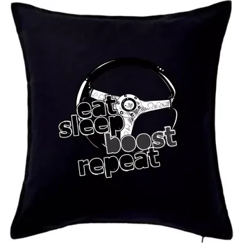 Polštář Eat Sleep Boost repeat - Polštář 50x50 - 50x50 - Pouze potah ( Černá )