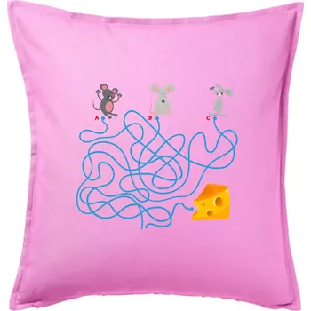Polštář Myší cesta hlavolam - Polštář 50x50 - 50x50 - Pouze potah ( Růžová )