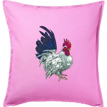 Polštář Kohout kreslený bílý - Polštář 50x50 - 50x50 - Pouze potah ( Růžová )